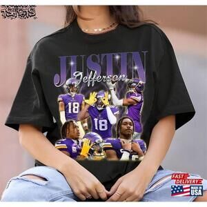 Justin Jefferson Graphic 90S Tshirt Amercan Football Homage Tshirt Unisex